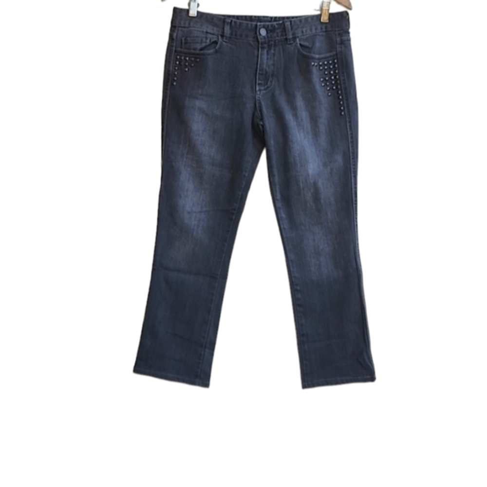 Calvin Klein Pencil Gray/Black Jeans Womens 29/8P  32x34  Studded Stretch‎